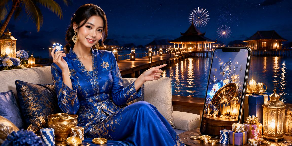 Pengguna wanita Sabah memakai baju kurung mengakses platform pertaruhan sukan f450 dari telefon